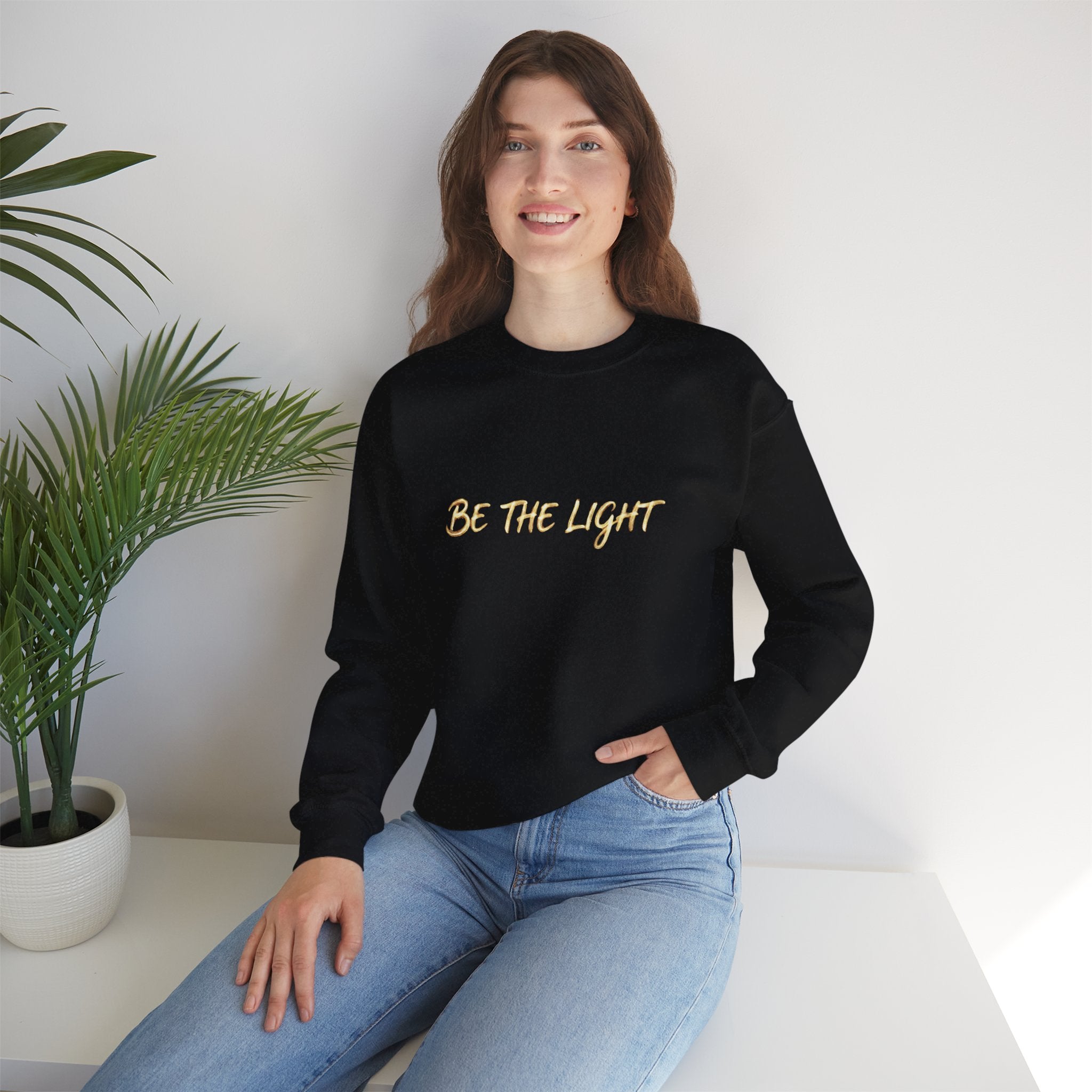 Be The Light Crewneck Sweatshirt - Inspirational Holiday & Winter Warmth
