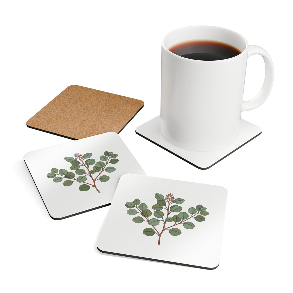 Botanical Morning Corkwood Coaster Set -- 4 Designs, Delicate Line Art — view 4