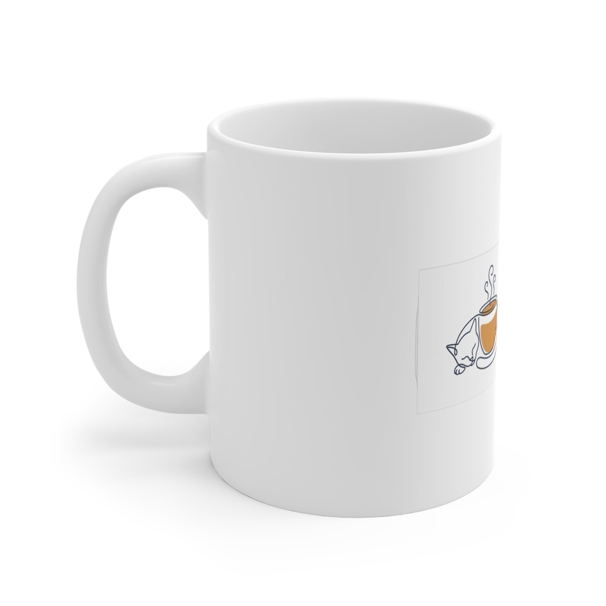 First One Up — Cat & Coffee Ceramic Mug