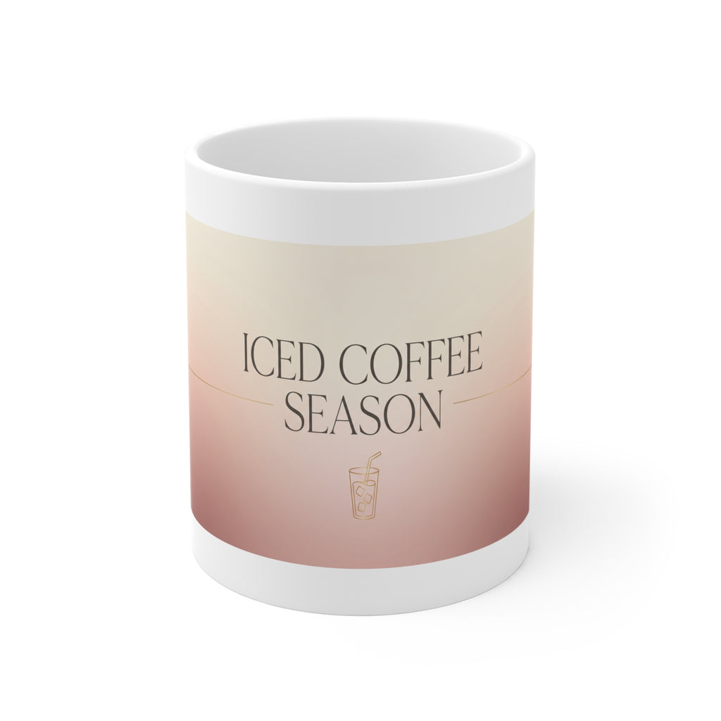 Iced Coffee Season — Ceramic Mug - white 11oz ceramic mug, front view
