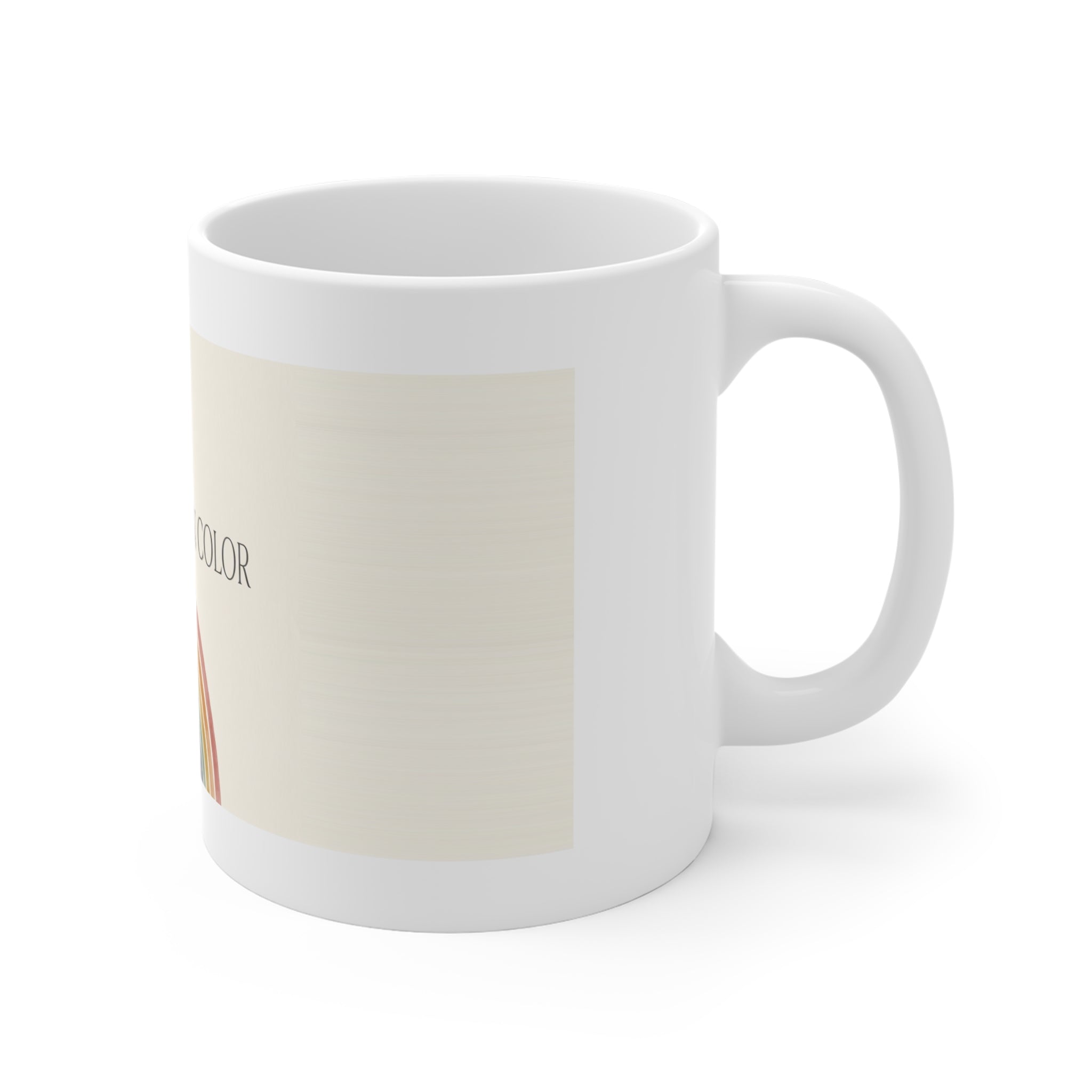 Rise & Shine in Color — Ceramic Mug - white 11oz ceramic mug, side and handle