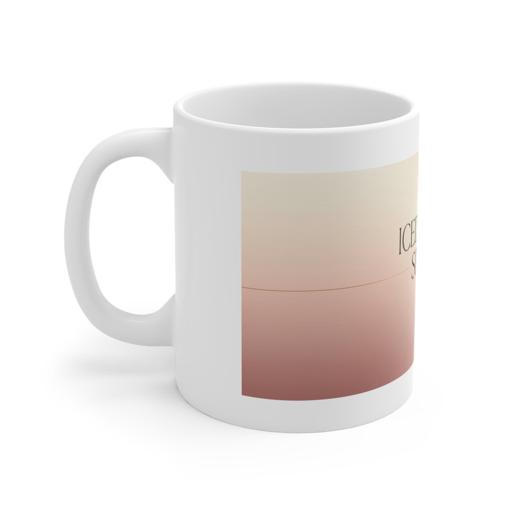Iced Coffee Season — Ceramic Mug - white 11oz ceramic mug, side and handle