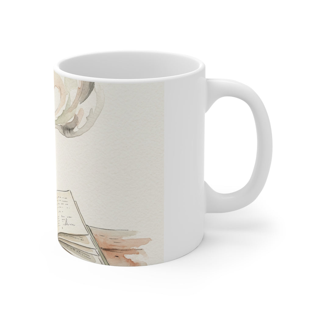 The Morning Archive -- 11oz Ceramic Mug - white 11oz ceramic mug, side and handle