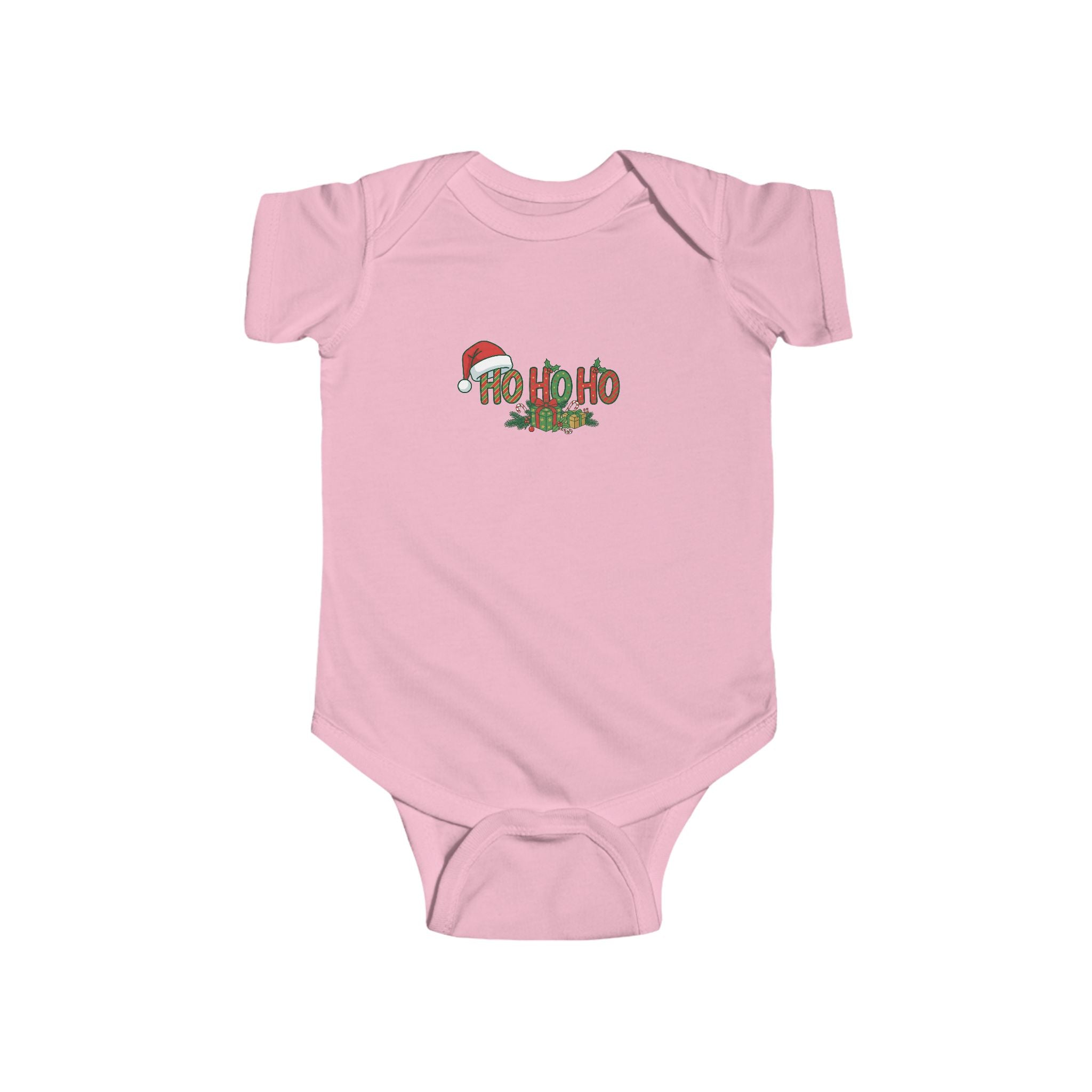 Infant Bodysuit - "Ho Ho Ho" Christmas Baby Onesie with Santa Hat Holiday Tee