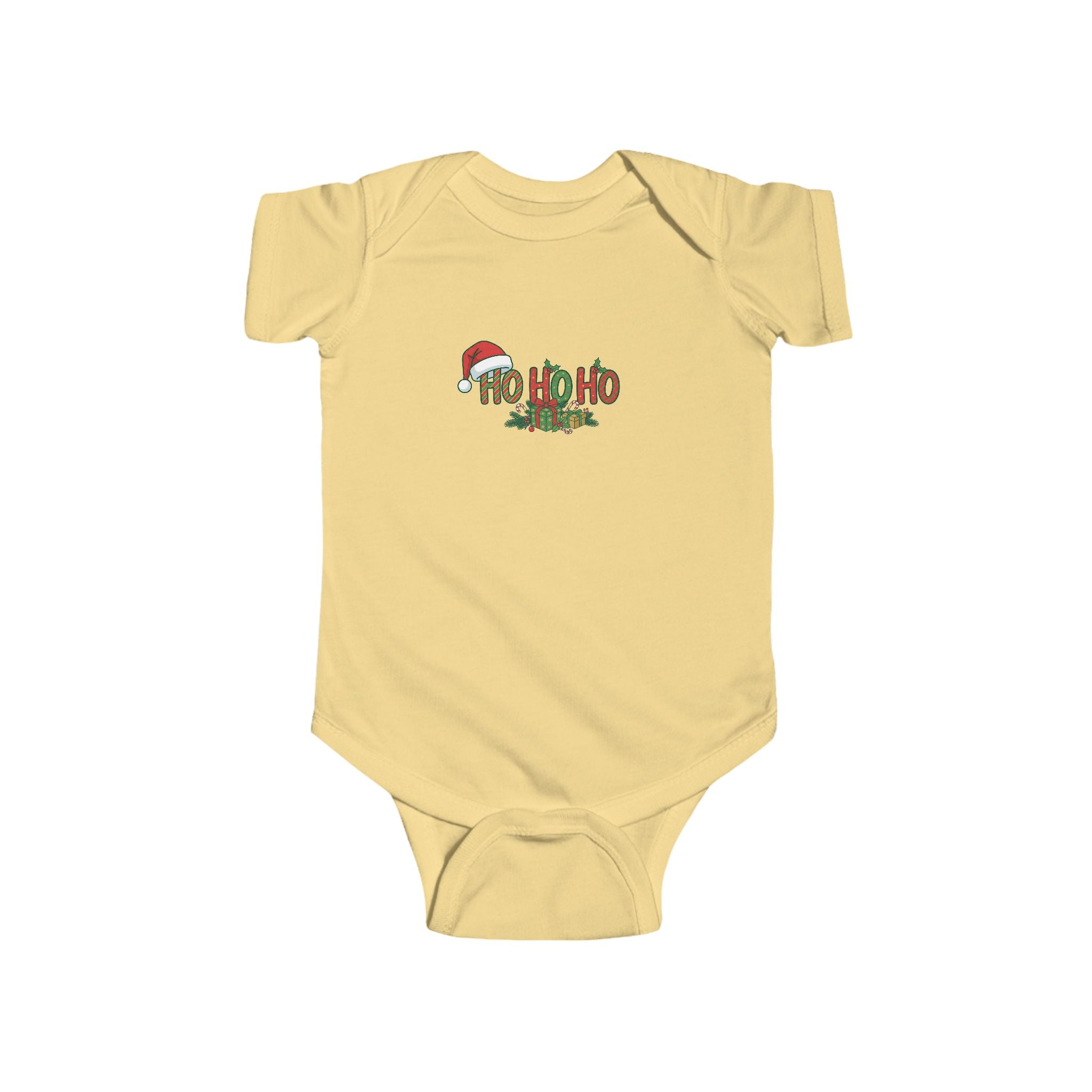 Infant Bodysuit - "Ho Ho Ho" Christmas Baby Onesie with Santa Hat Holiday Tee