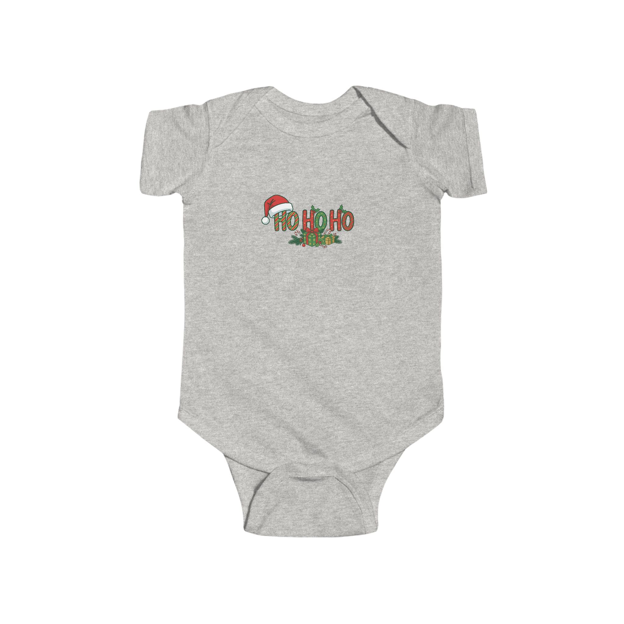 Infant Bodysuit - "Ho Ho Ho" Christmas Baby Onesie with Santa Hat Holiday Tee