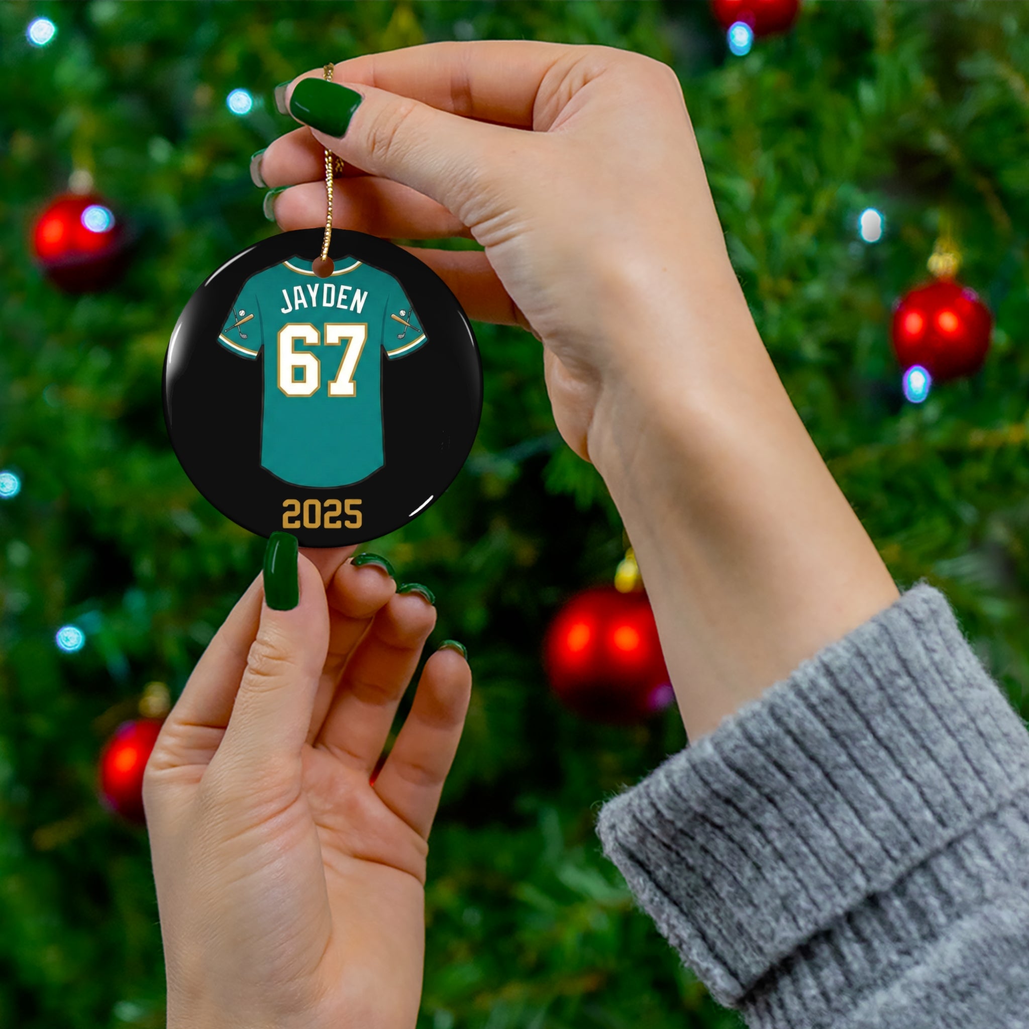 Personalized Jersey Ceramic Ornament — Custom Name & Number (2025)
