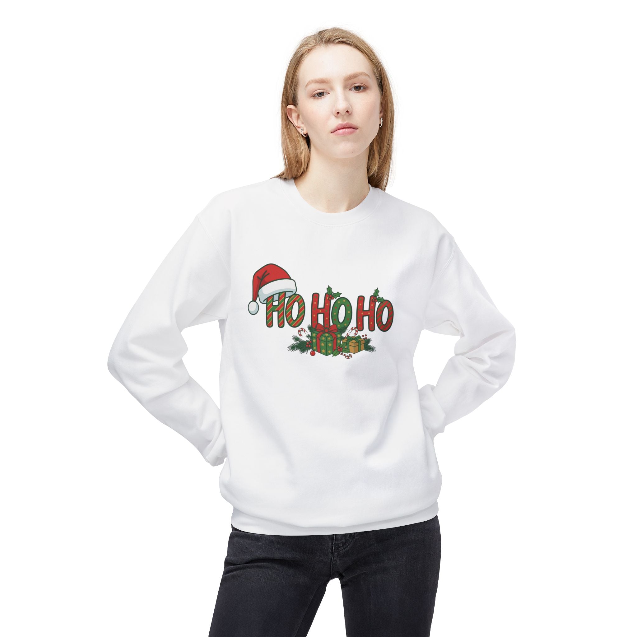 HoHoHo Santa Hat Sweatshirt - Holiday Christmas Crewneck