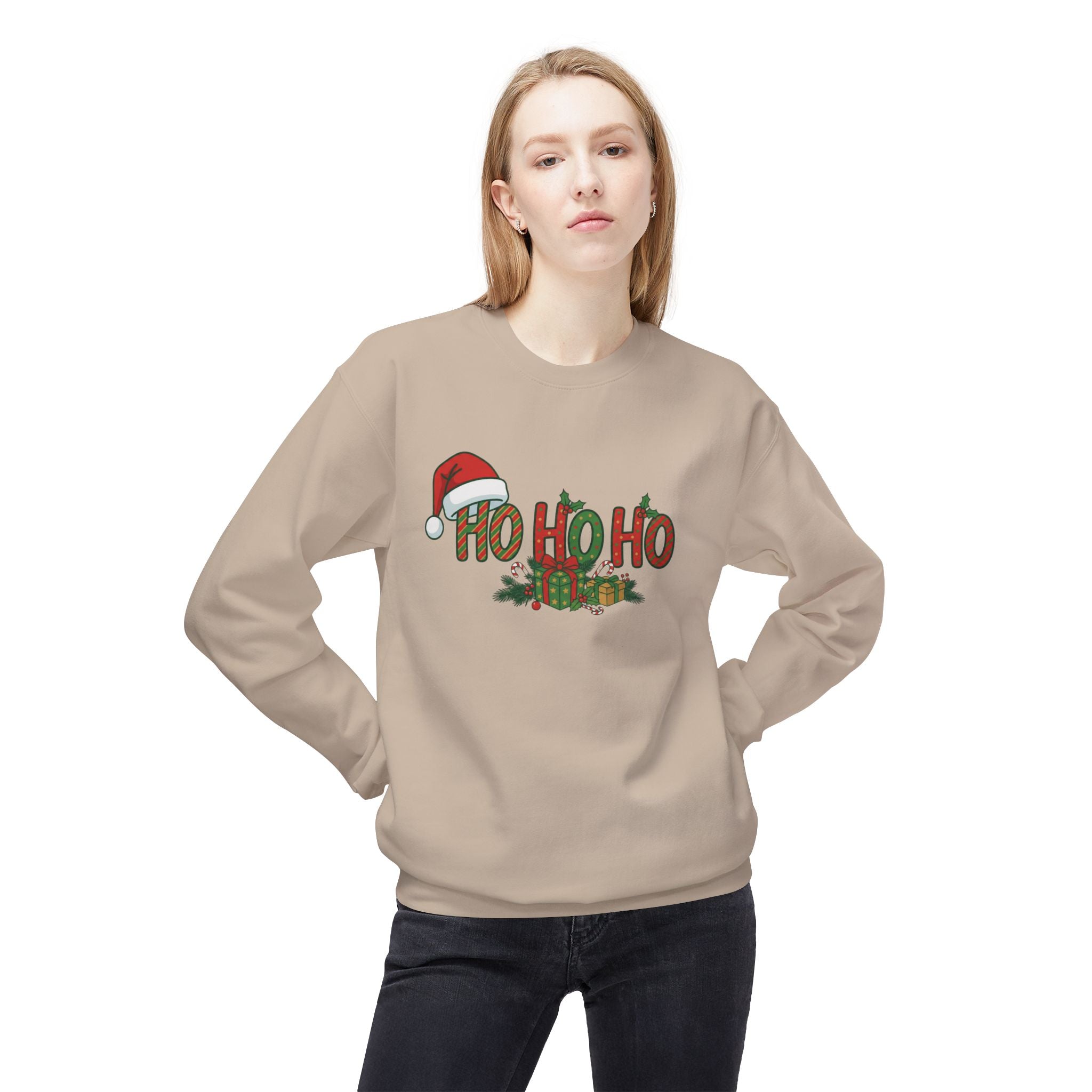 HoHoHo Santa Hat Sweatshirt - Holiday Christmas Crewneck