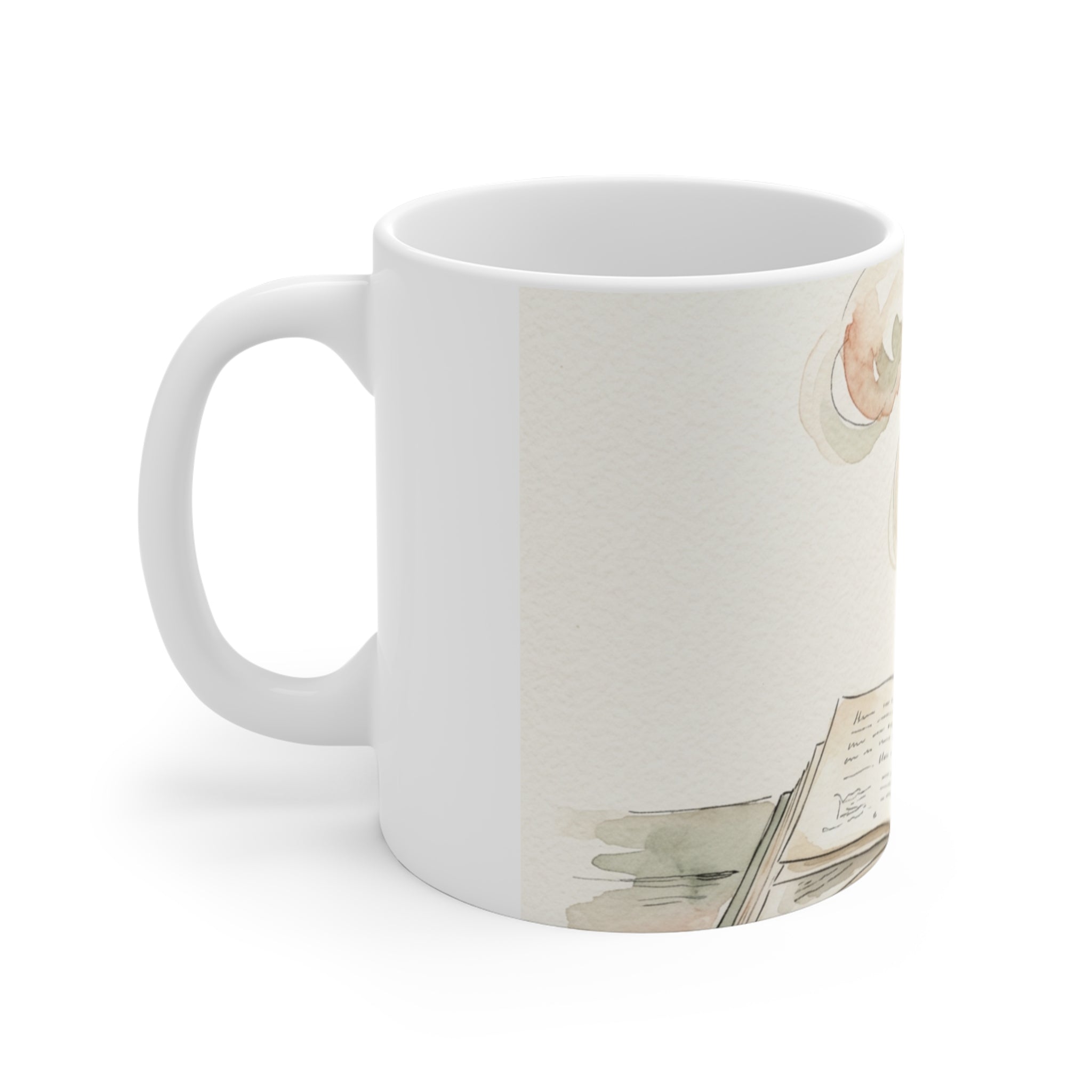 The Morning Archive -- 11oz Ceramic Mug - white 11oz ceramic mug, side and handle