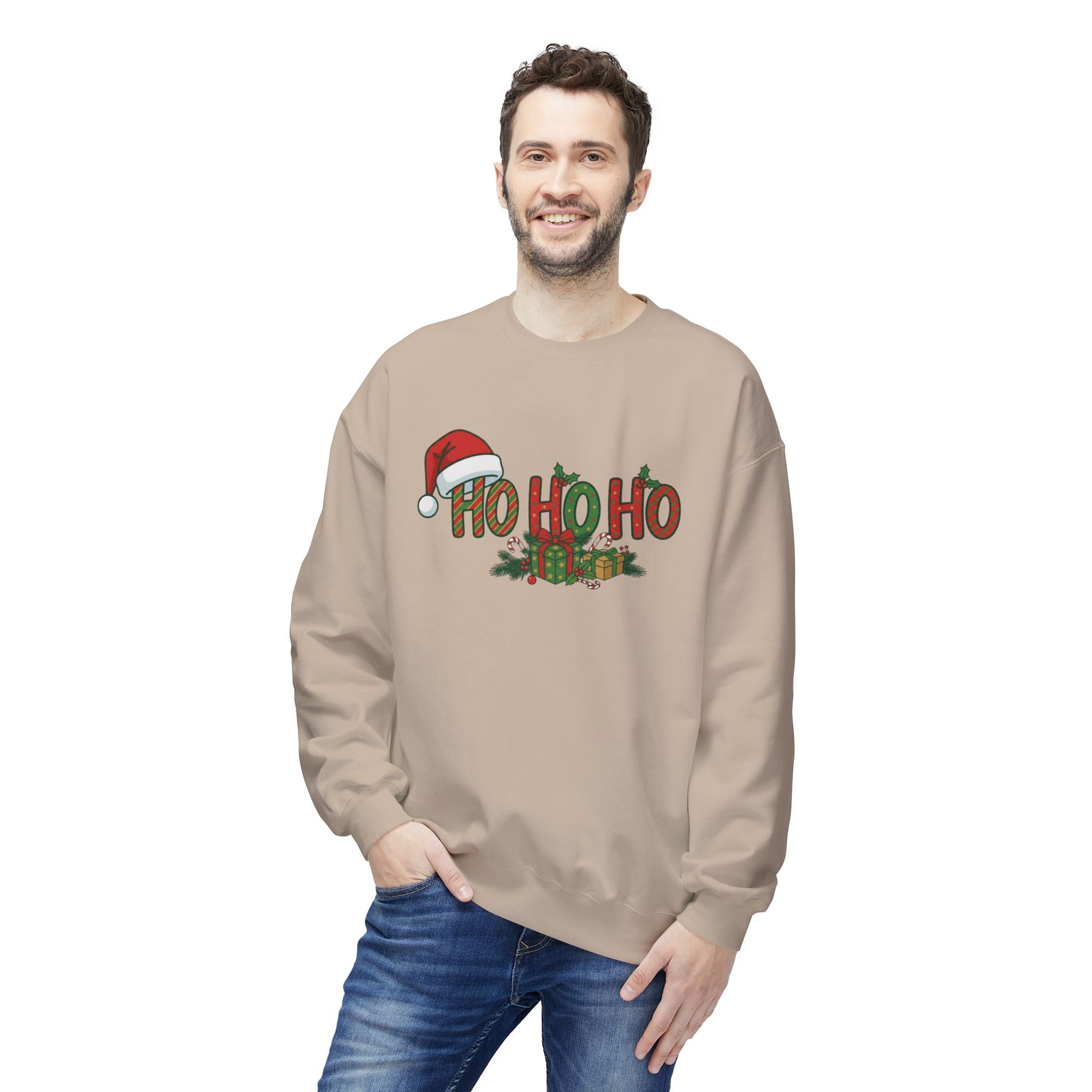 HoHoHo Santa Hat Sweatshirt - Holiday Christmas Crewneck