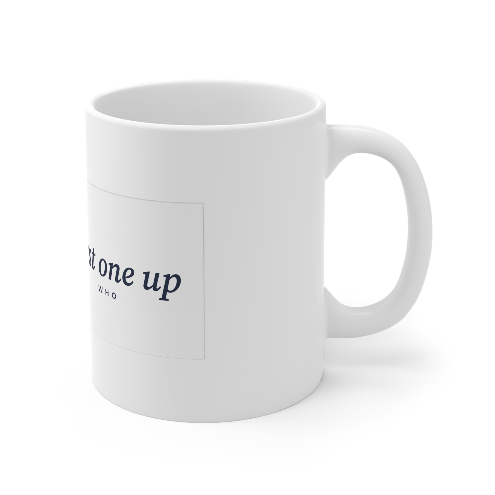 First One Up — Cat & Coffee Ceramic Mug — view 3