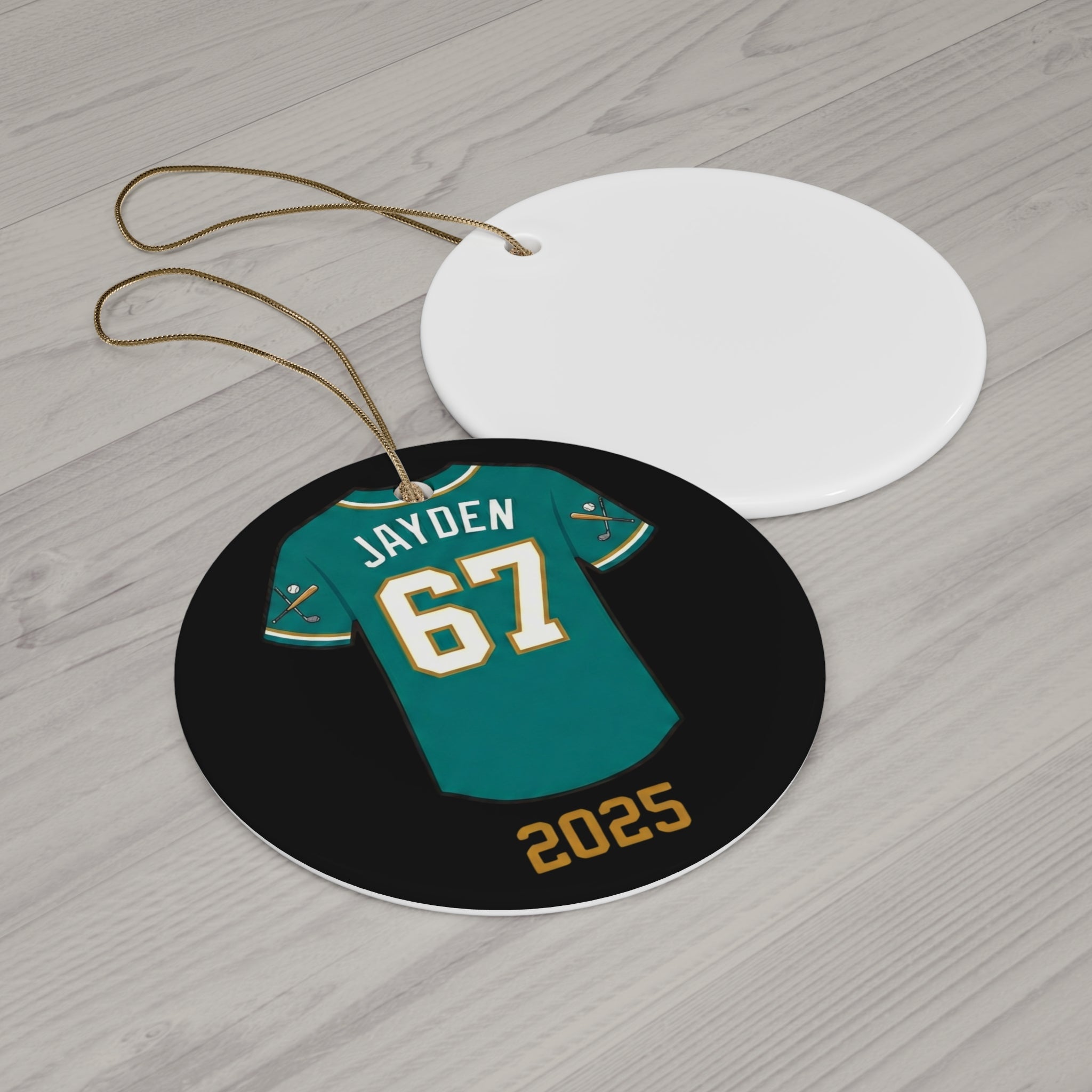 Personalized Jersey Ceramic Ornament — Custom Name & Number (2025)