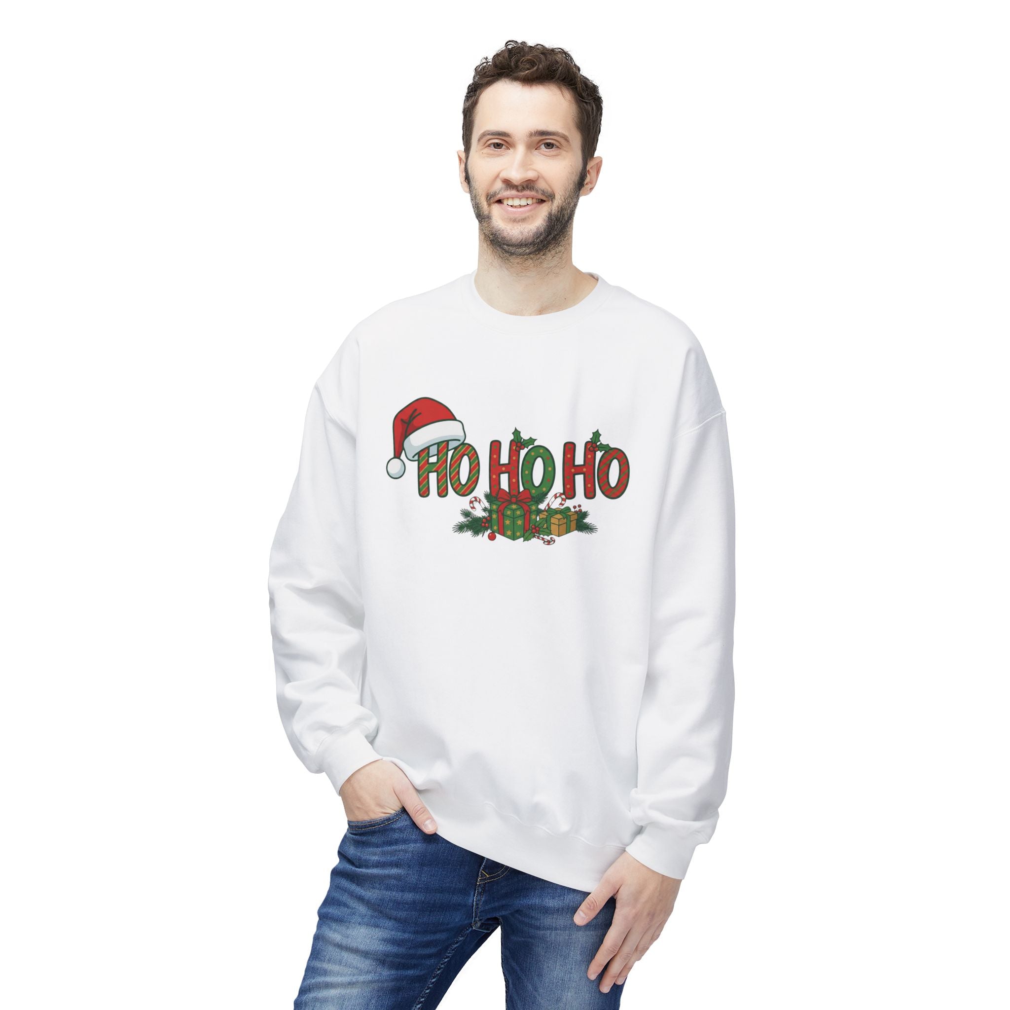 HoHoHo Santa Hat Sweatshirt - Holiday Christmas Crewneck