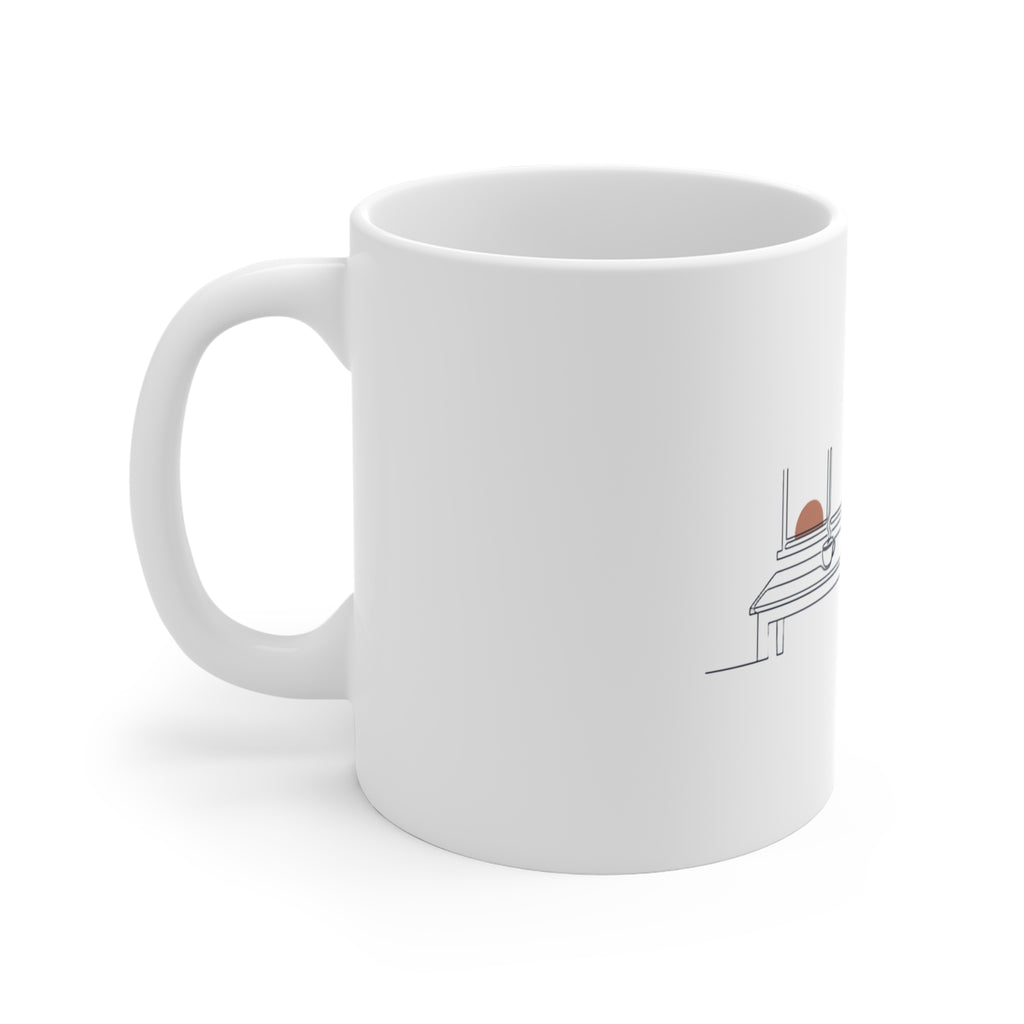 The Kitchen Table — The Where Mug - white 11oz ceramic mug, side and handle