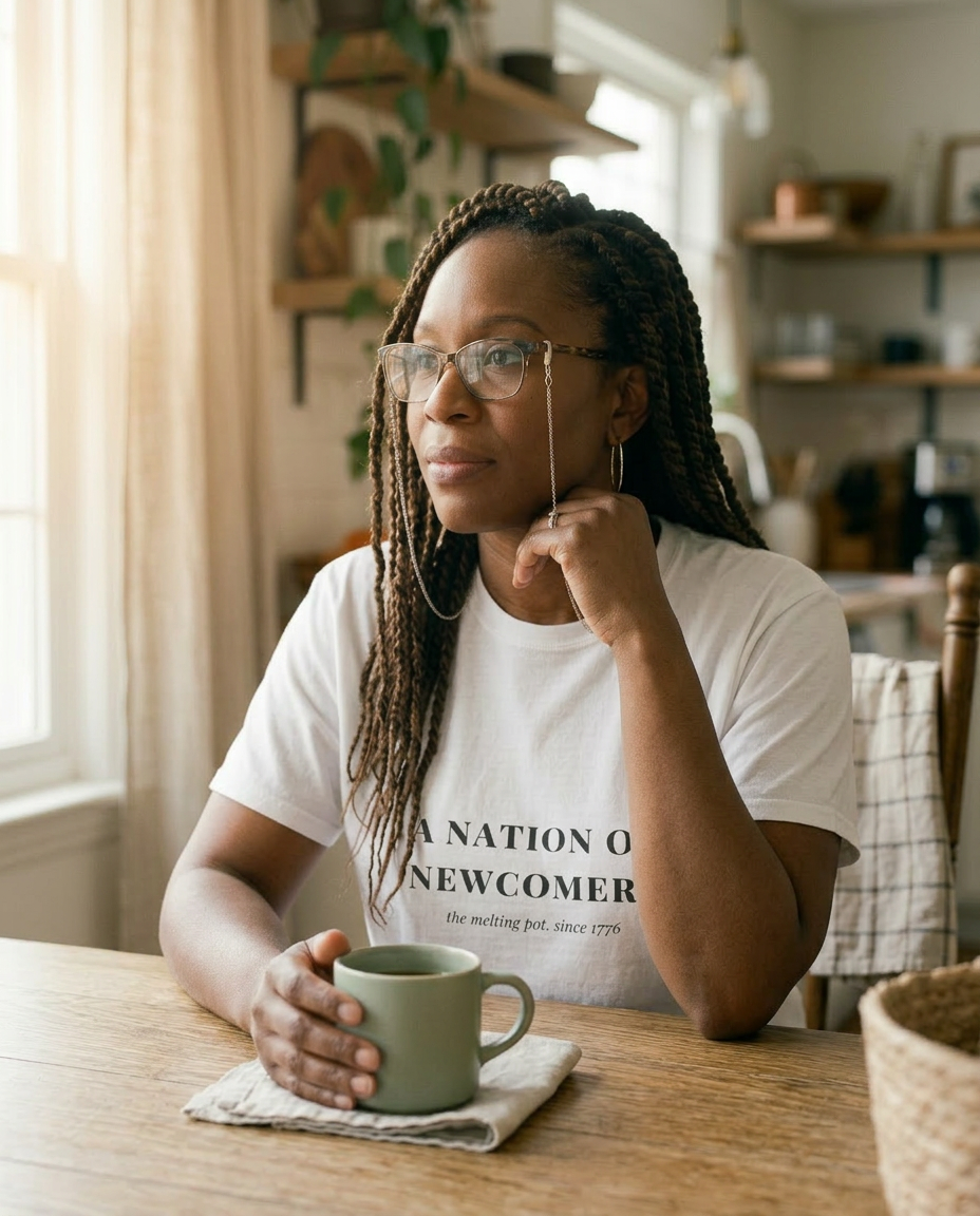 model: A Nation of Newcomers Tee - lifestyle