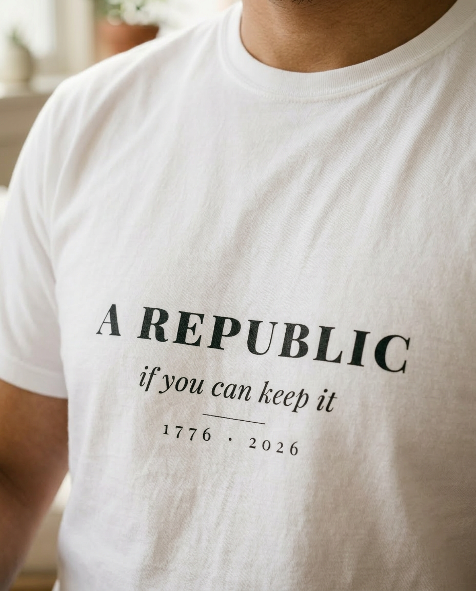model: A Republic, If You Can Keep It Tee - detail