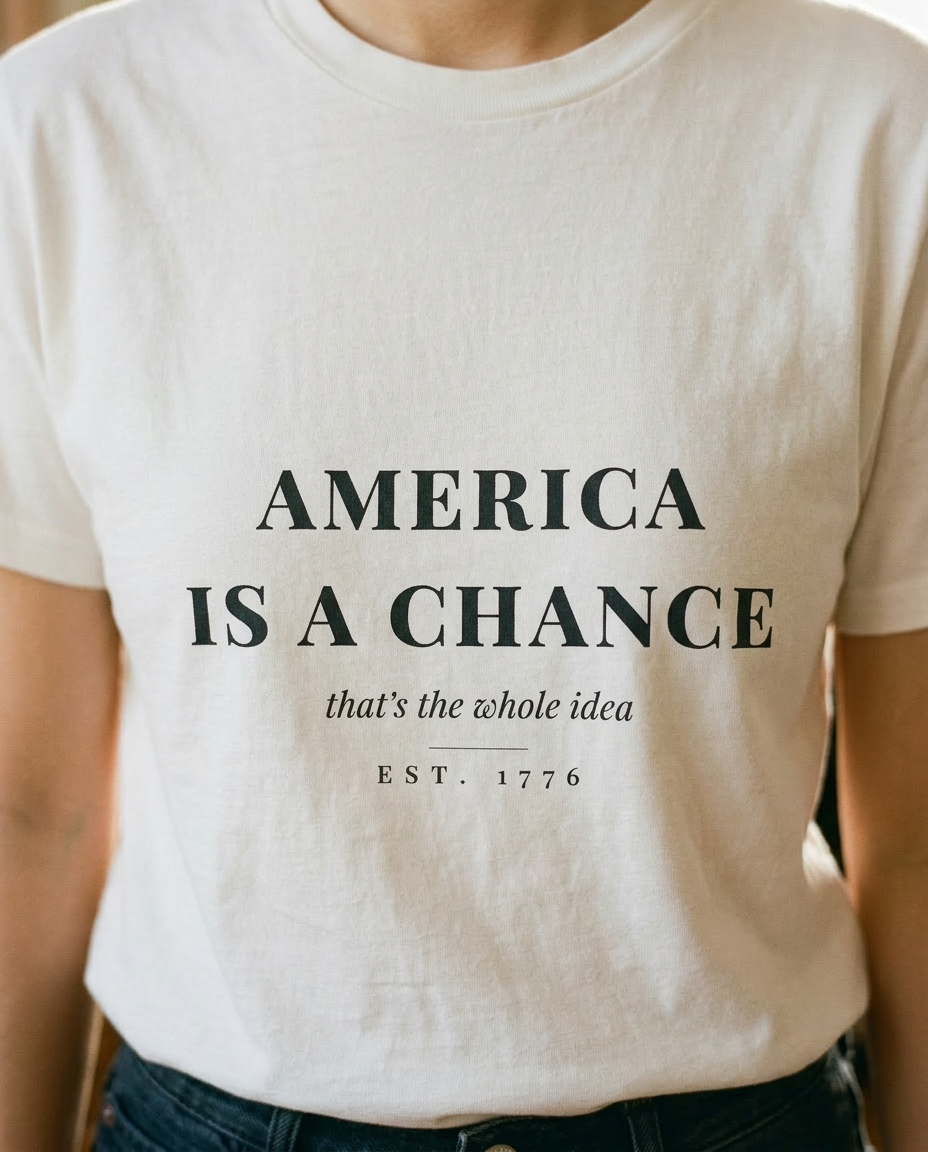 model: America Is a Chance Tee - detail