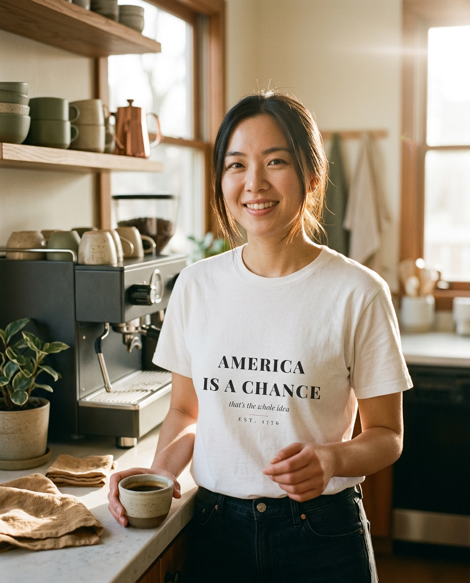 America Is a Chance Tee - on a model