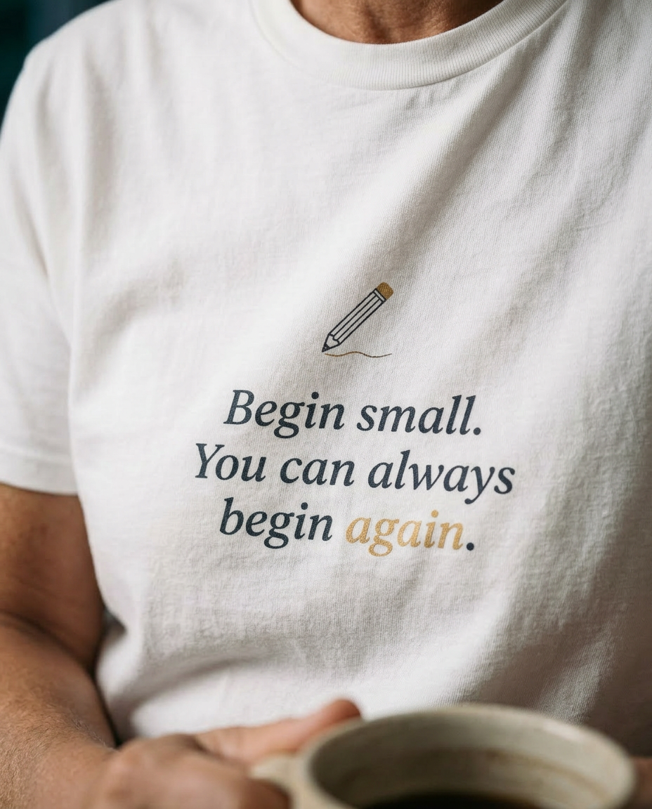 model: Begin Again — The Pencil Tee - detail