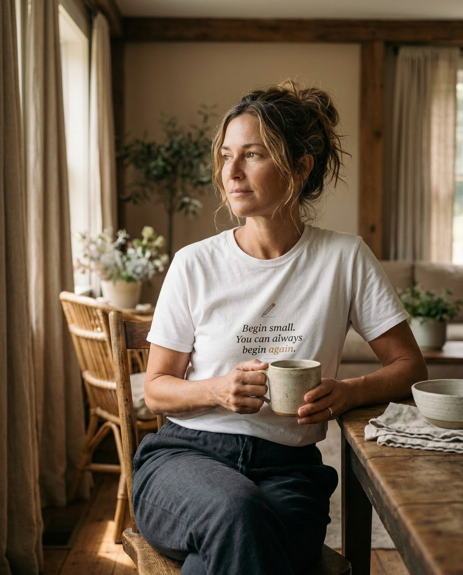 model: Begin Again — The Pencil Tee - lifestyle