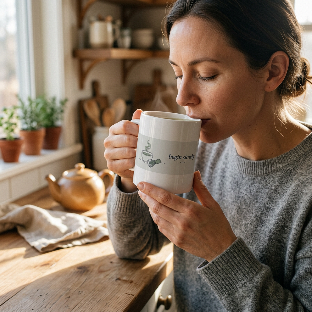 model: Begin Slowly — The Ritual Mug - lifestyle