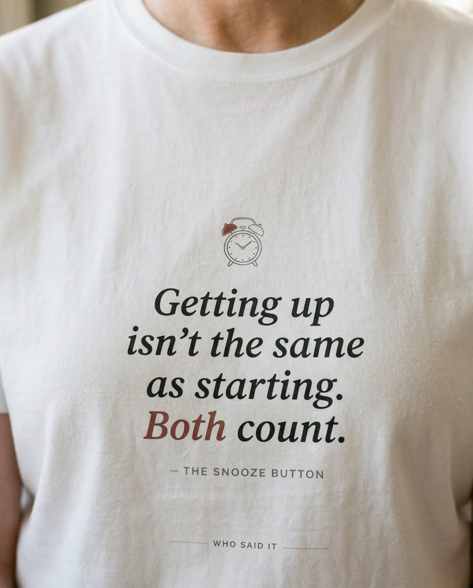 model: Both Count — The Snooze Button Tee - detail