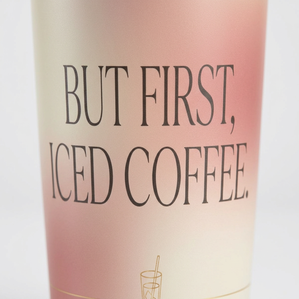 Insulated Tumbler — But First, Iced Coffee - detail
