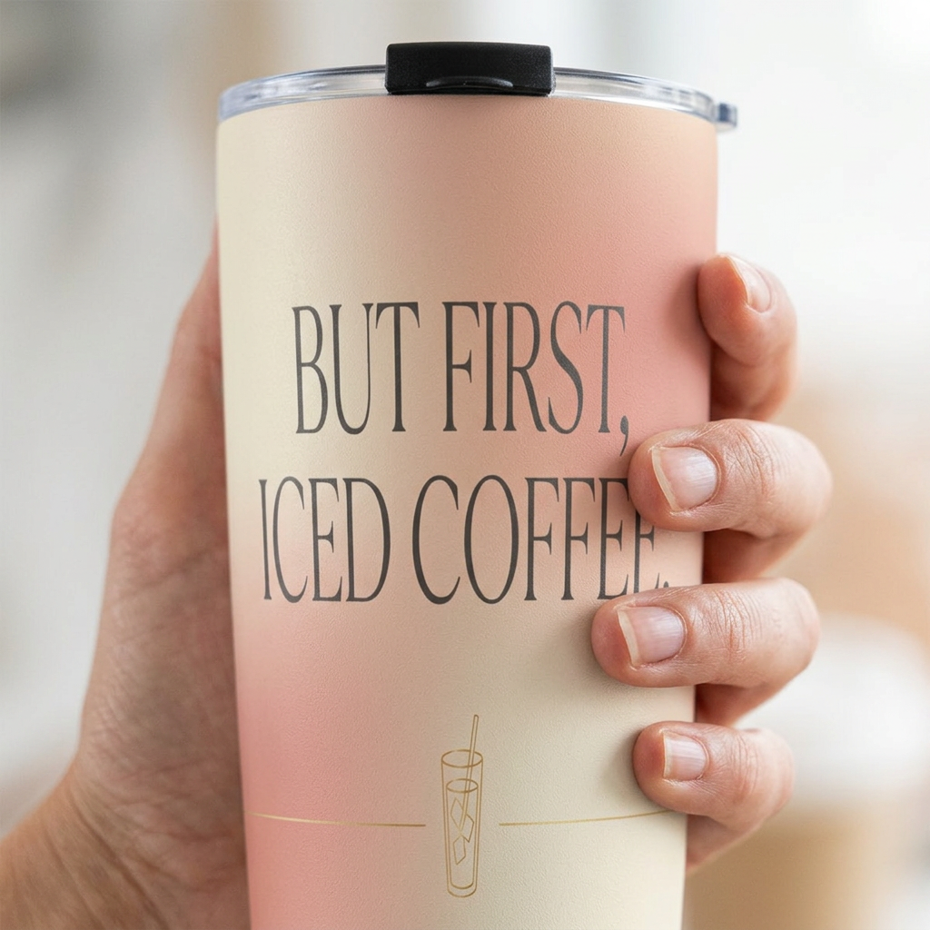 model: Insulated Tumbler — But First, Iced Coffee - detail
