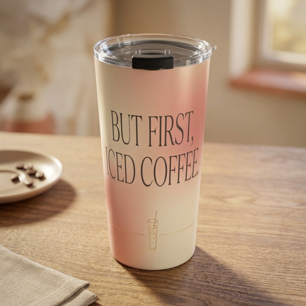 Insulated Tumbler — But First, Iced Coffee - styled