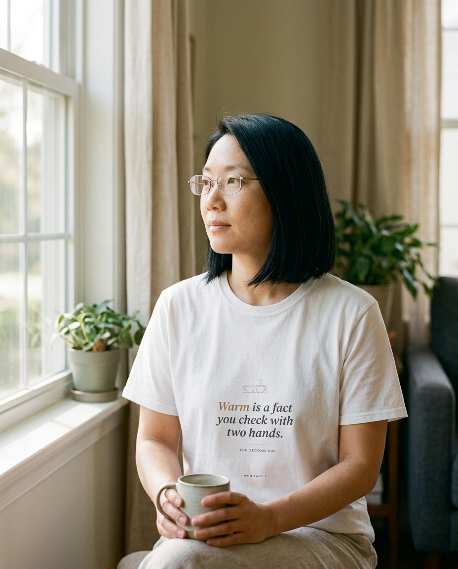 Checked With Two Hands — The Second Cup Tee - on a model