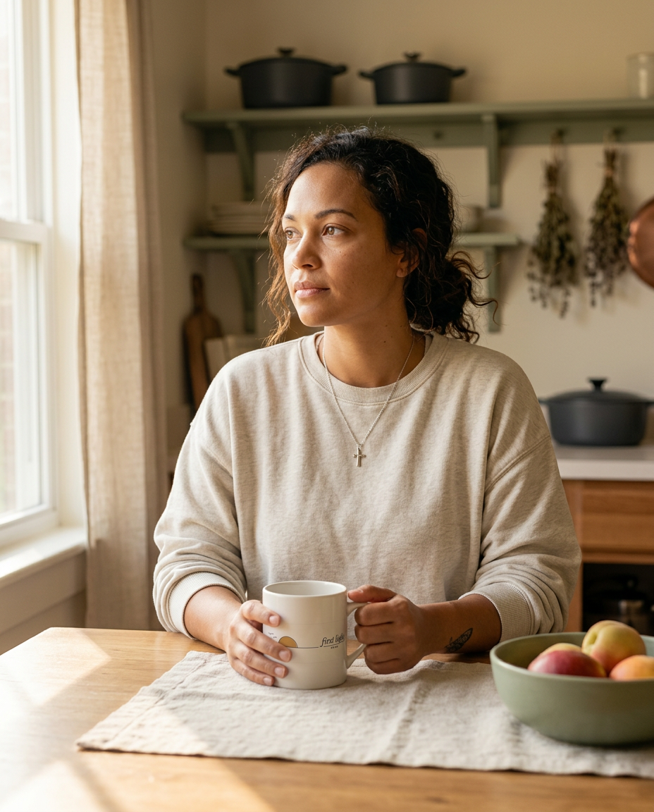 First Light — The When Mug - on a model