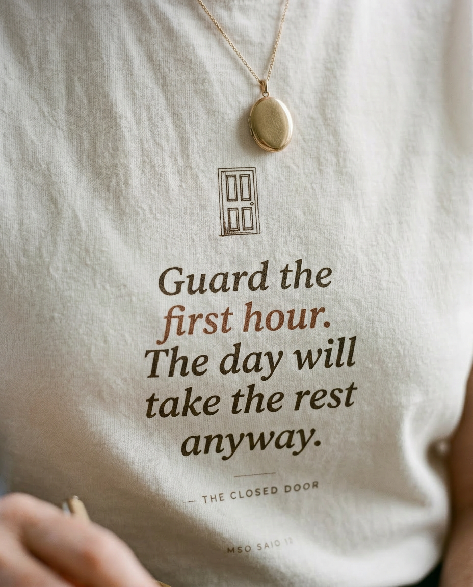 model: Guard the First Hour — The Closed Door Tee - detail
