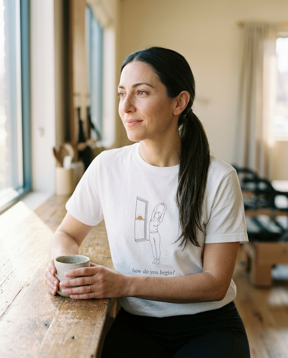 How Do You Begin — The First Stretch Tee - on a model
