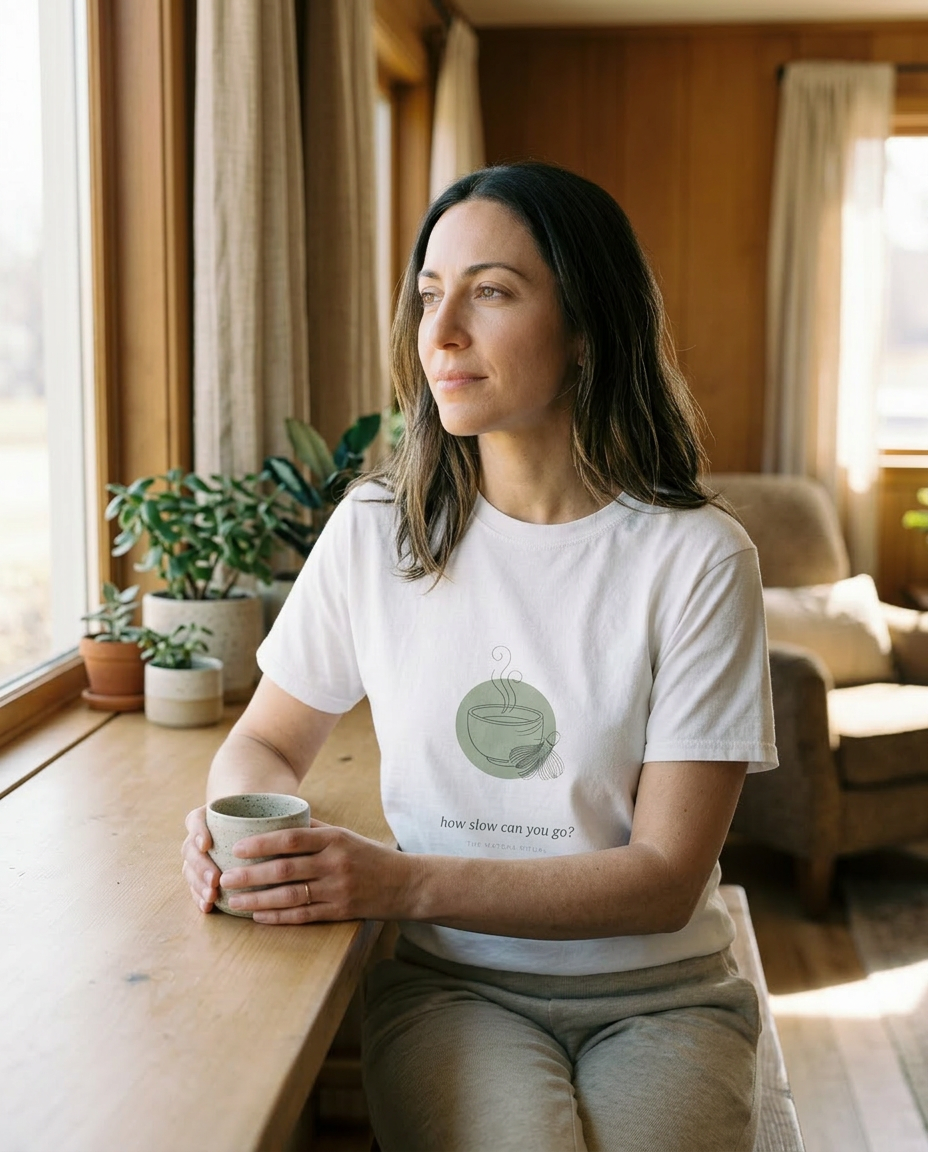 model: How Slow Can You Go — The Matcha Tee - lifestyle