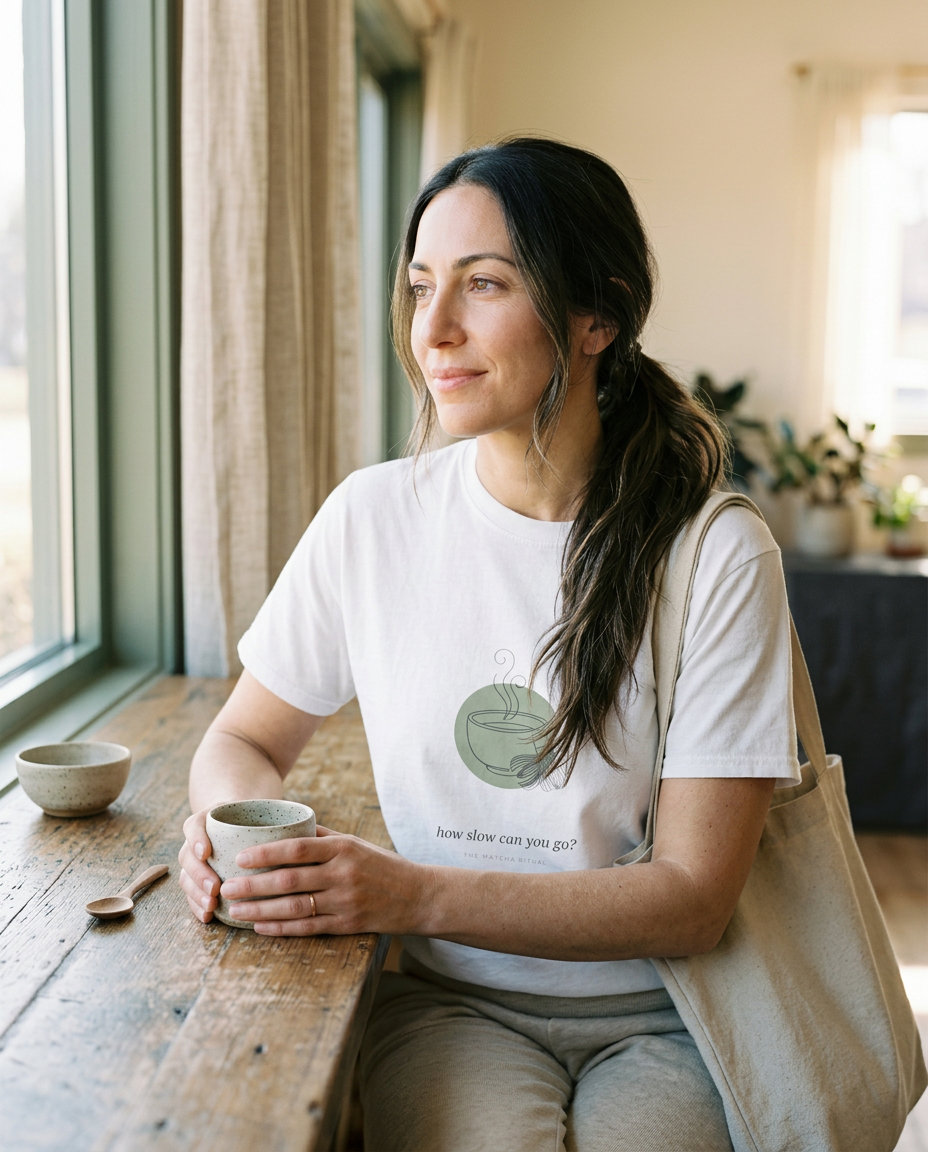 How Slow Can You Go — The Matcha Tee - on a model