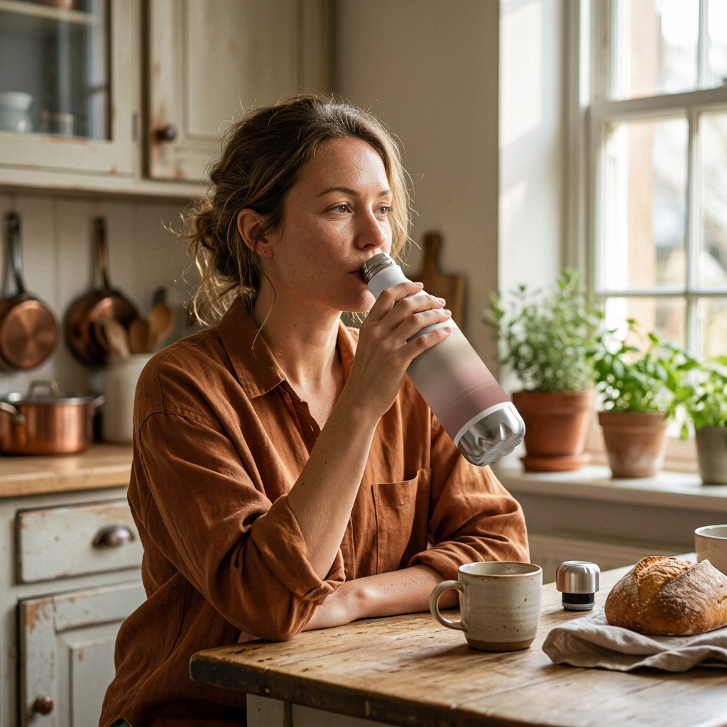 model: 20oz Insulated Water Bottle — Morning Attire - lifestyle