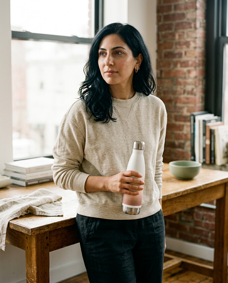 20oz Insulated Water Bottle — Morning Attire - on a model