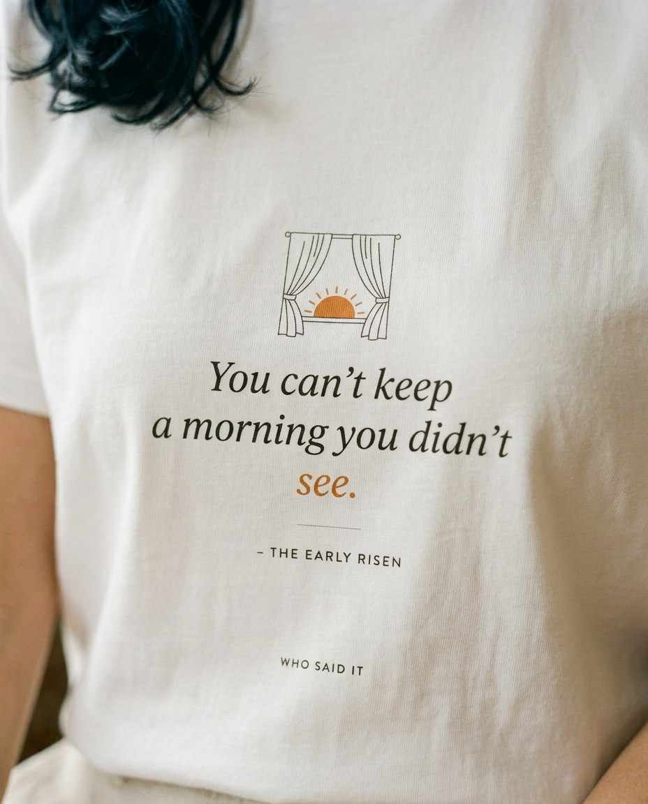model: Keep the Morning — The Early Riser Tee - detail
