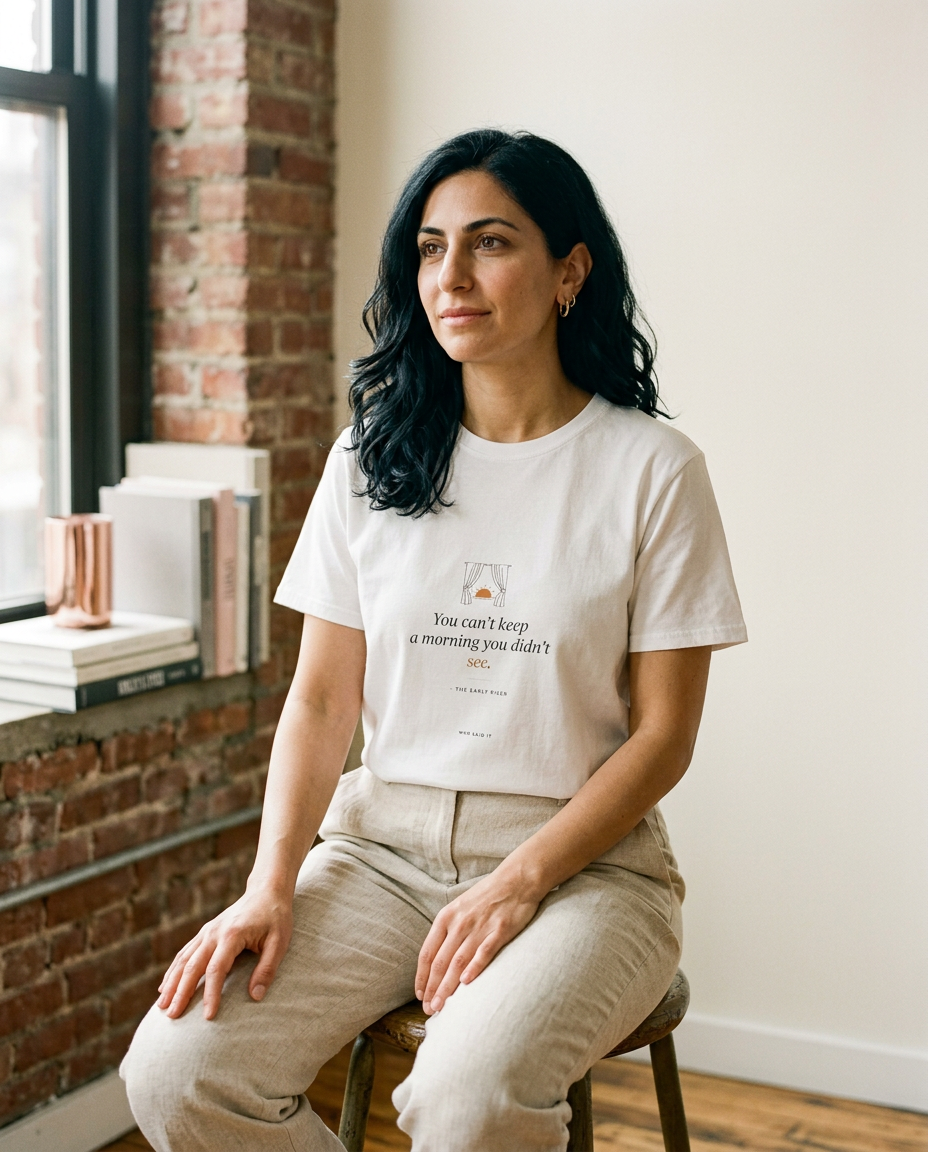 Keep the Morning — The Early Riser Tee - on a model