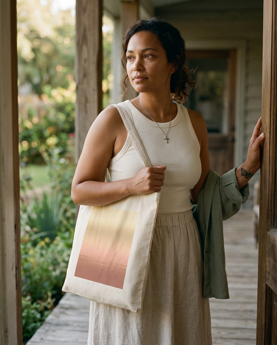 Market Tote -- Canvas Carryall - on a model