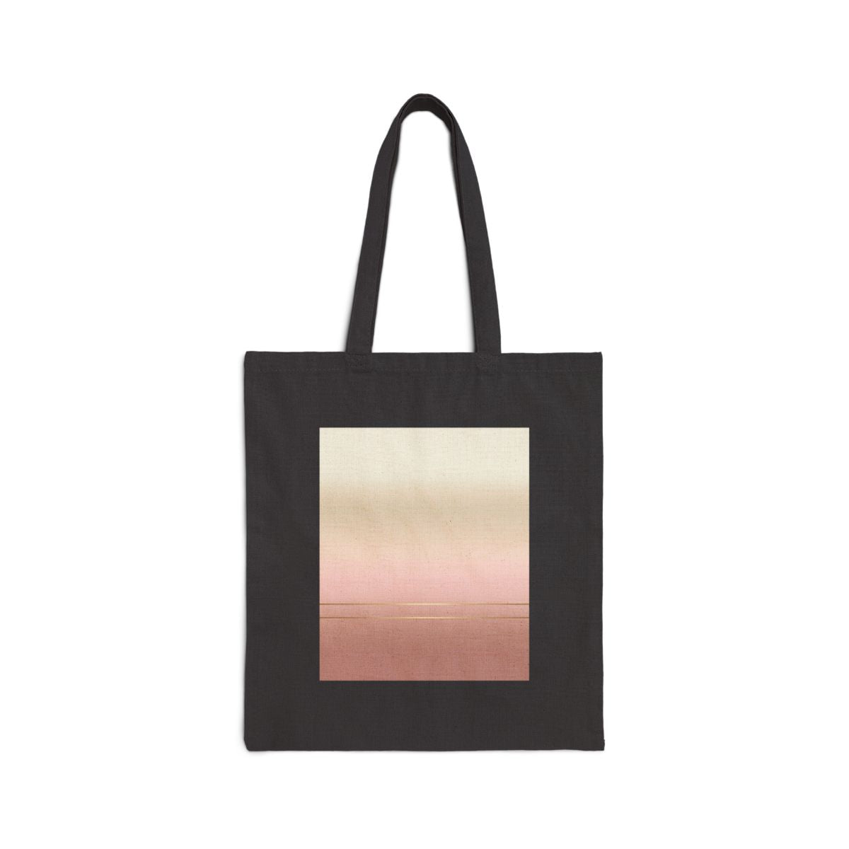 Market Tote canvas carryall - sunset gradient design on a cotton canvas tote, front view