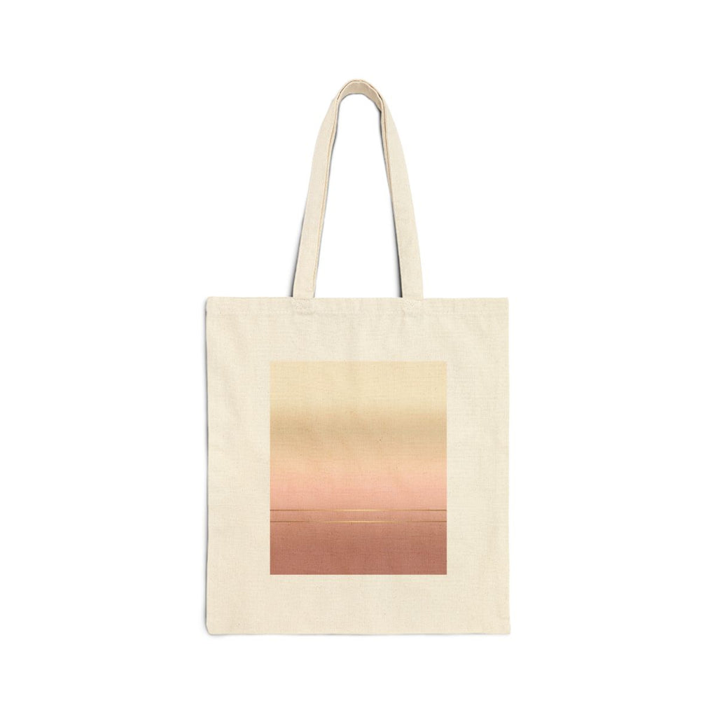 Market Tote canvas carryall - sunset gradient design on a cotton canvas tote, front view