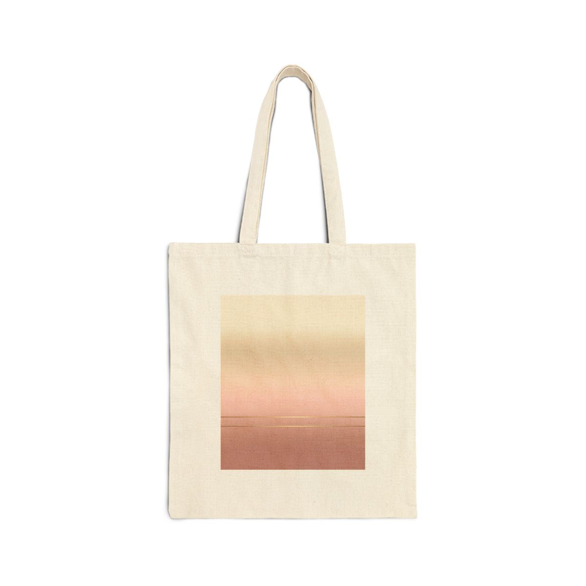 Market Tote canvas carryall - sunset gradient design on a cotton canvas tote, front view