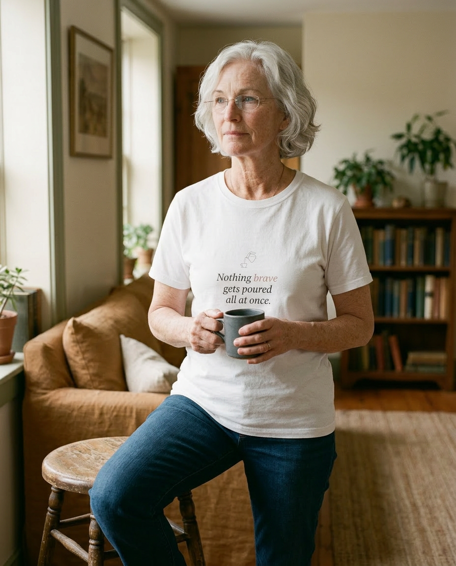model: Nothing Brave All at Once — The First Cup Tee - lifestyle