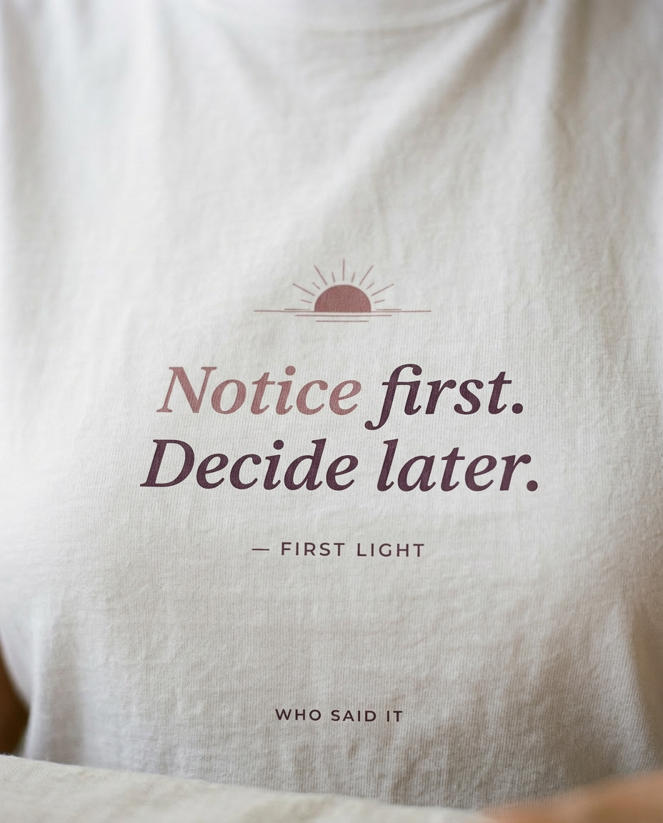 model: Notice First — The First Light Tee - detail