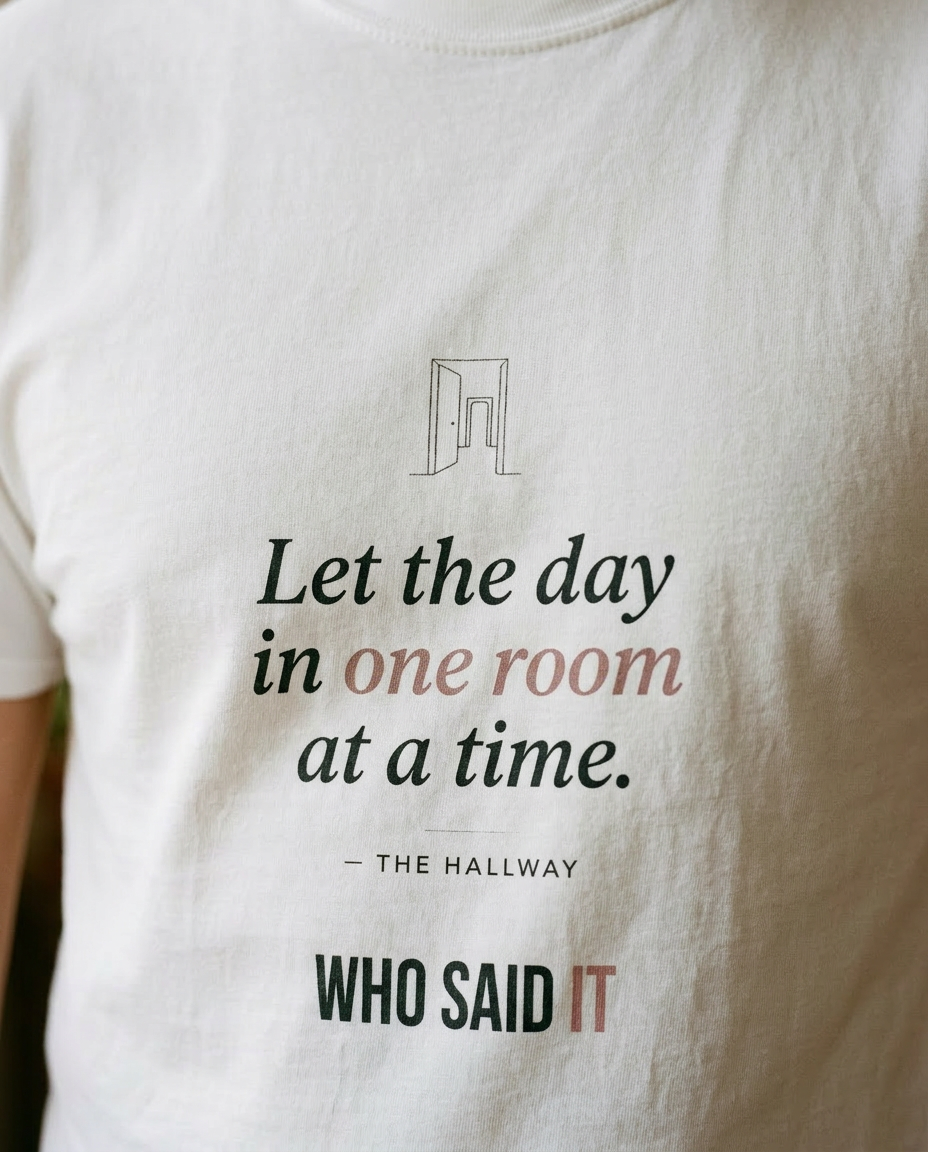 model: One Room at a Time — The Hallway Tee - detail