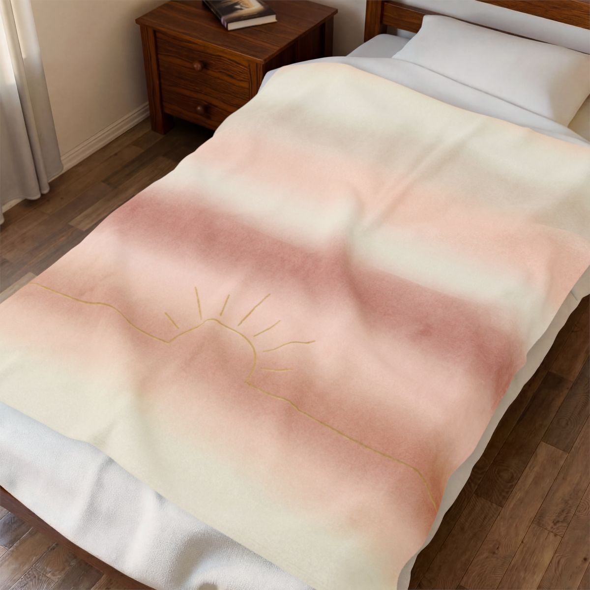 Our Family Home velveteen blanket in first-light dawn gradient (context-1)