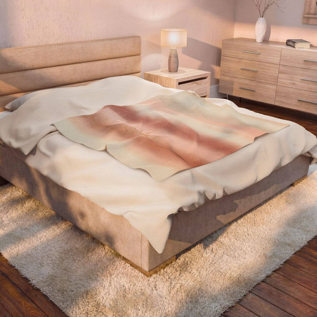 Our Family Home velveteen blanket in first-light dawn gradient (context-2)