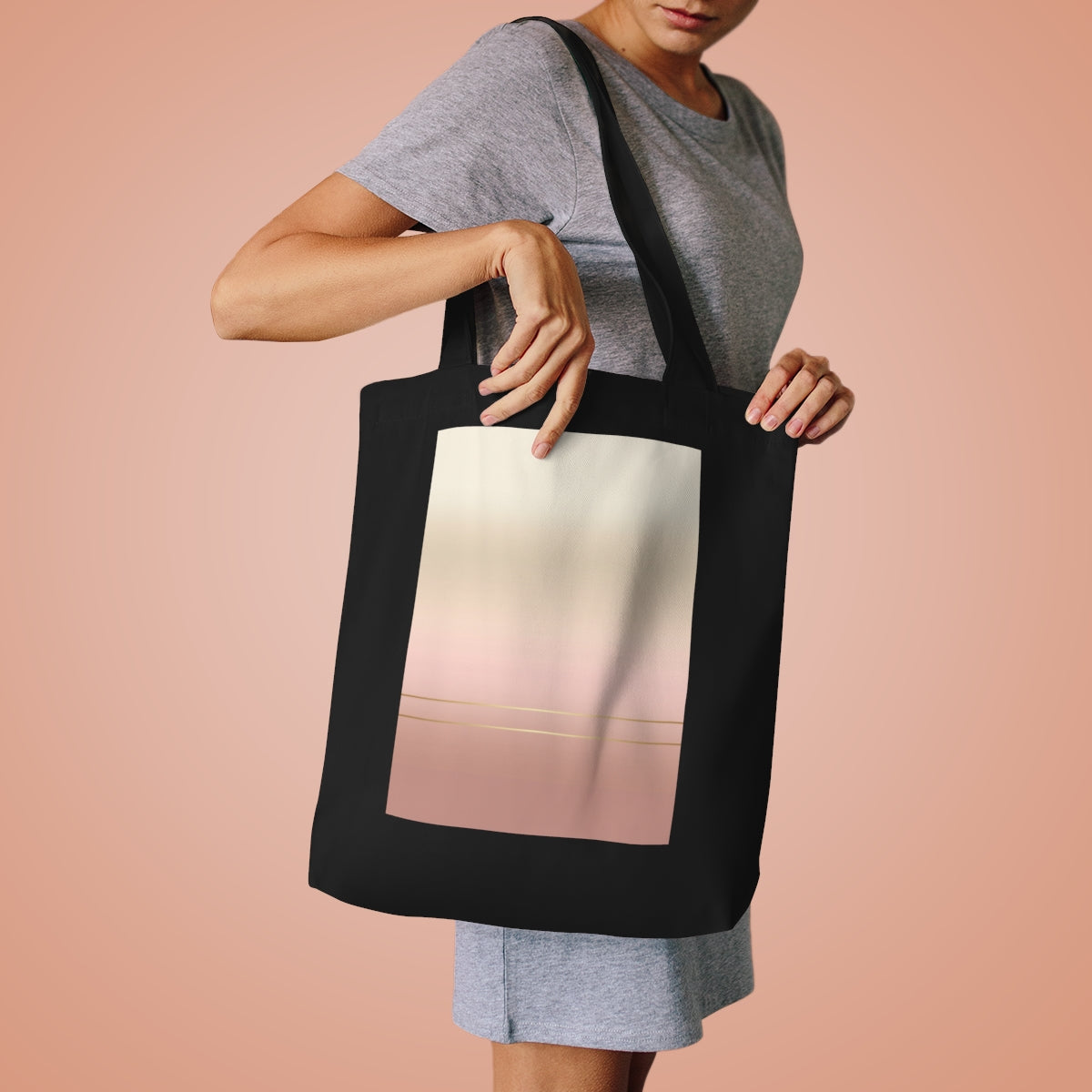 Market Tote canvas carryall with first-light gradient panel (lifestyle-2)